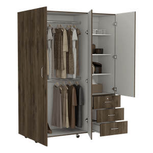 Closet Tini, Nogal y Blanco Duqueza, con tres cajones organizadores y variedad de entrepaños