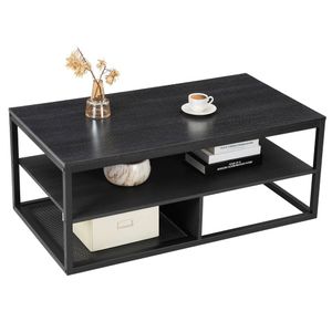 Mesa de Centro Desty, Negro, con dos entrepaños
