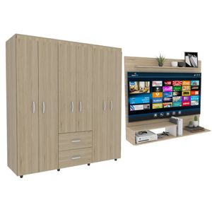 Combo Dormitorio Elon, Panel de Tv + Closet