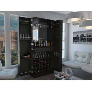 Bar Alto Salvador, Wengue, con espacio para botellas y porta copas