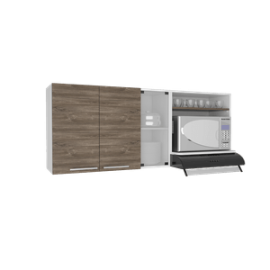 Gabinete Superior Viltex, Avellana y Blanco, incluye locero y portavasos