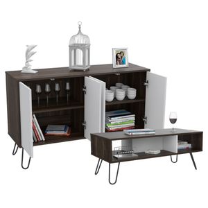Mesa Auxiliar + Mesa De Centro Cafe Oscuro