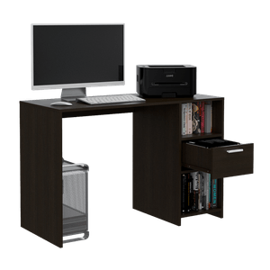 Escritorio Malasia, Wengue, con un cajón archivador y dos entrepaños
