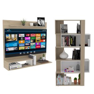 Combo Sala Dante, Panel de Tv + Biblioteca