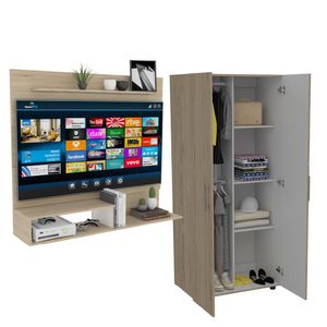 Combo Dormitorio Eros, Panel de Tv + Closet