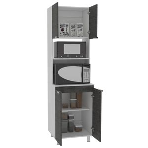 Módulo Microondas Diamante, Gris, con Cuatro Puertas Batientes