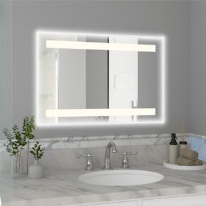 Espejo Rectangular Udine, Gris, con Luz Led