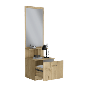 Tocador Zaha, Cafe Claro y Blanco, con Espejo y Un Cajon Organizador