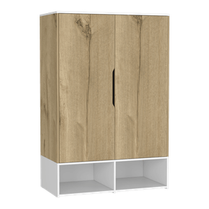 Closet Suey, Cafe Claro y Blanco, con Dos Puertas y Tubo Metalico Para Colgar Ropa ZF