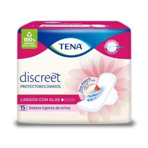 Protectores Diarios Tena Discreet Largo Alas X 15Und