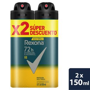 Oferta Desodorante Antitranspirante Rexona Aerosol Para Hombre V8 Motion sense 2Und X 89g