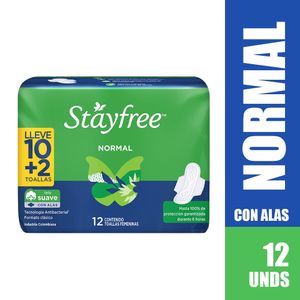 Toalla Higiénica Stayfree Normal Alas X 12und