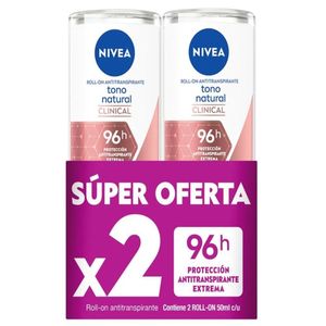 Oferta Desodorante Nivea Clinical Tono Natural Roll On X 2Und