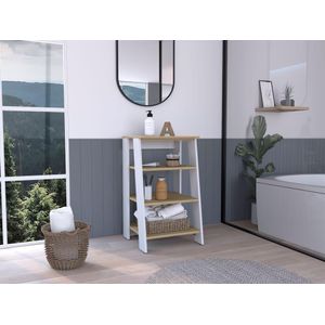 Gabinete de Baño Aqua Pequeño, Blanco Vainilla y Cafe Claro, Con Variedad De Entrepaños