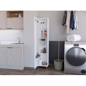 Mueble de Aseo Jalisco, Blanco, Gran Espacio Para Almacenar articulos de Aseo, con Colgadero de Escobas  ZF