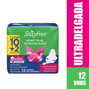 Toalla Higienica Stayfree Adapt Plus Ultradelgada X 12und