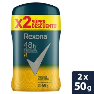 Oferta Desodorante Rexona en Barra para Hombre V8 2Und X 50g