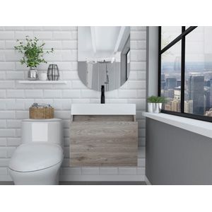 Mueble Lavamanos Fussion, Humo, con Amplio Espacio Para Almacenar
