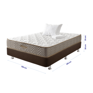 Combo Colchón Sencillo Litium 100x190+Base cama Lino Café +1 Almohada+Protector de Colchón