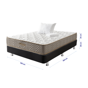 Combo Colchón Sencillo Litium 100x190+Base cama Tipo Cuero Negro +1 Almohada+Protector de Colchón